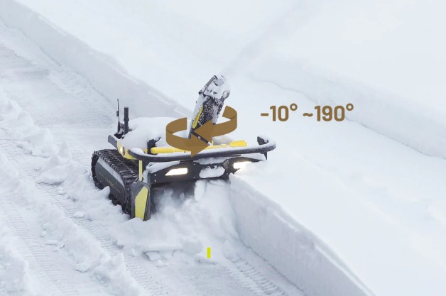 The Yarbo app controlling which direction the snow is thrown — every pass lands on the side you chose